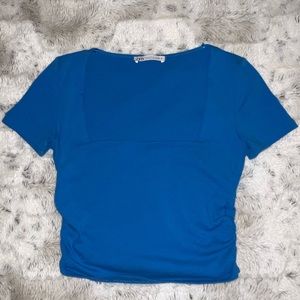 Zara Blue Square Neck Top